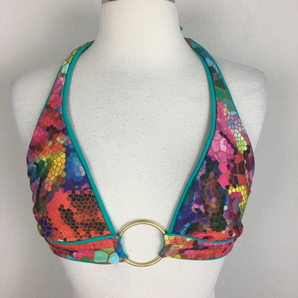 Becca Green & Multi Print Reversible Swim Top Medium